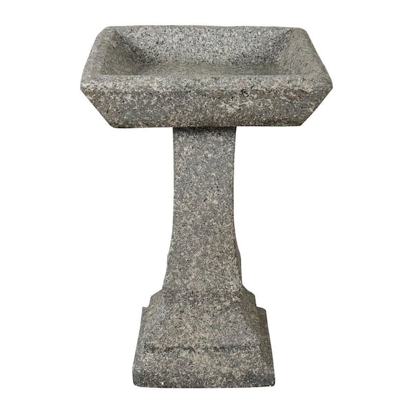 22.8 in. Freestanding Birdbaths Outdoor Gray Concrete Garden Bird Bath Feeder Bowl with Pedestal for Patio, Yard, Lawn