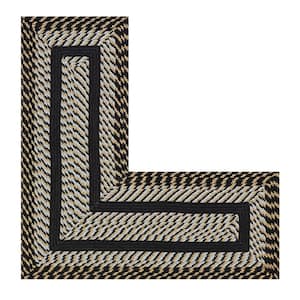 Newport Braid Collection Black 20" x 48" x 48" L-Shape 100% Polypropylene Reversible Area Rug