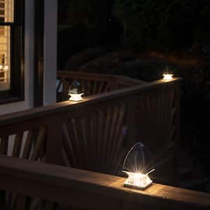 Gothic Black 4x4 and 5x5 Solar LED Deck Post Cap Light with 2 Color Options for Backyard and Wood Fence (2-Pack)