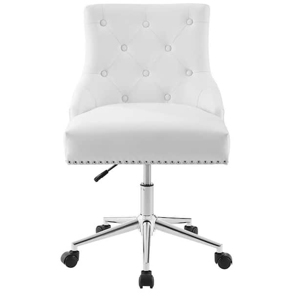 Modway Regent White Tufted On, White Leather Computer Chair