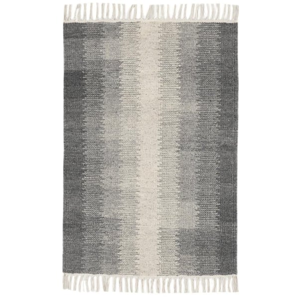 Ronan Ikat Handwoven Wool Grey 8 ft. x 10 ft. Indoor Area Rug