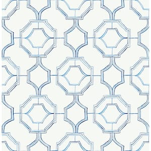 Gallina Blue Trellis Wallpaper Sample