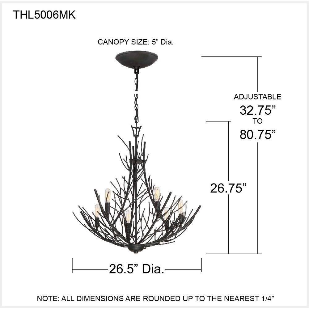 Thornhill Marcado Black Mini Candle Chandelier - Nature-Inspired Design