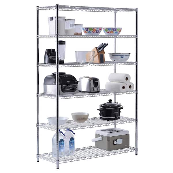 Mobile 6-Tier Steel Chrome Garage Storage Shelving Unit (48 in. W x 72 in. H x 18 in. D)
