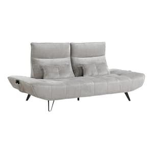 Corydon 90.5 in. W Armless Chenille Rectangle Sofa with Power Adjustable Seat Depth in Light Gray