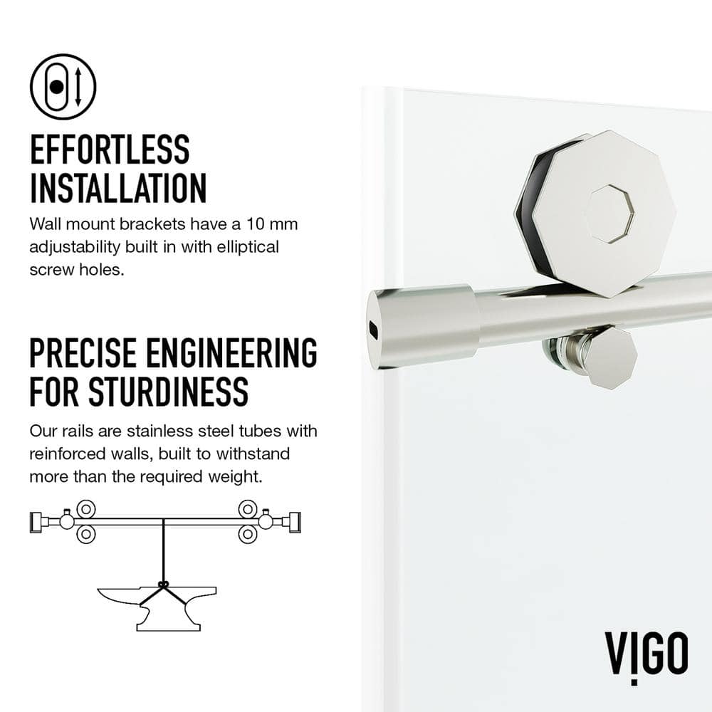 Elan Hart Frameless Sliding Shower Door with Clear Tempered Glass