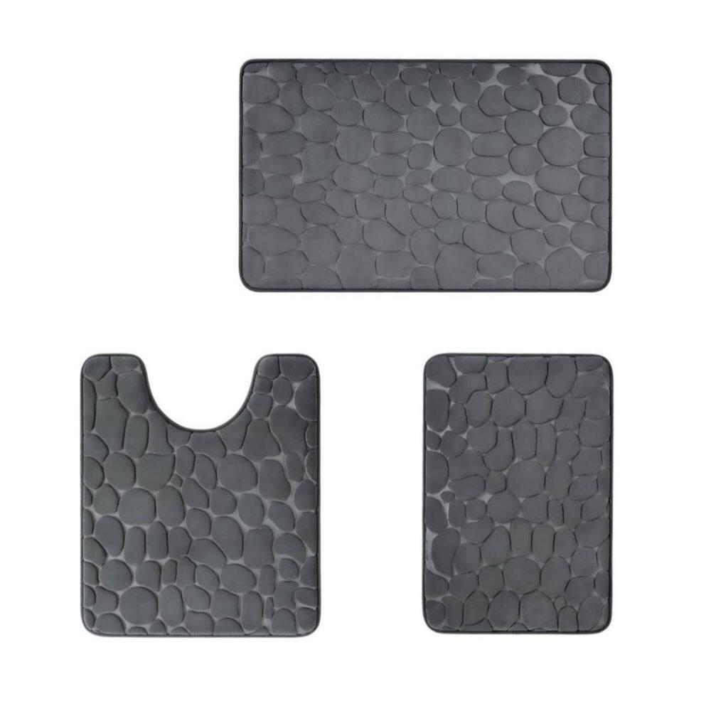 3-Piece Bathroom Rugs Mat Set in Dark Grey, 32 in. Memory Foam Bath Mats, Non Slip Water Absorbent Washable Bath Rugs price history on PriceWatchPro