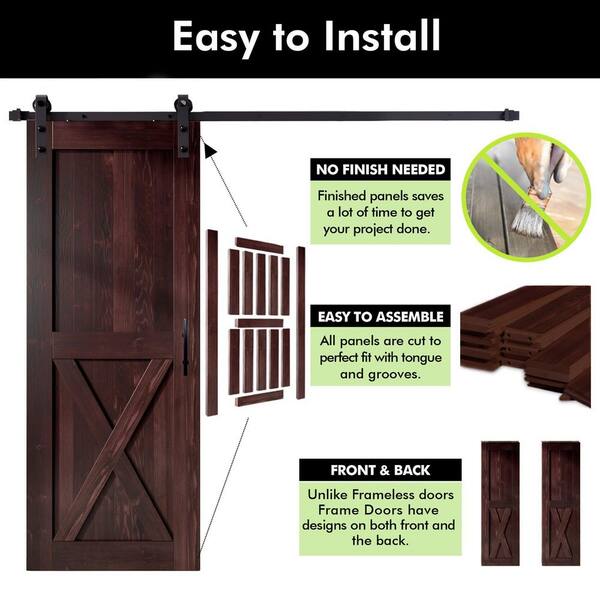 HOMACER 36 in. x 84 in. X-Frame Red Mahogany Double Pine