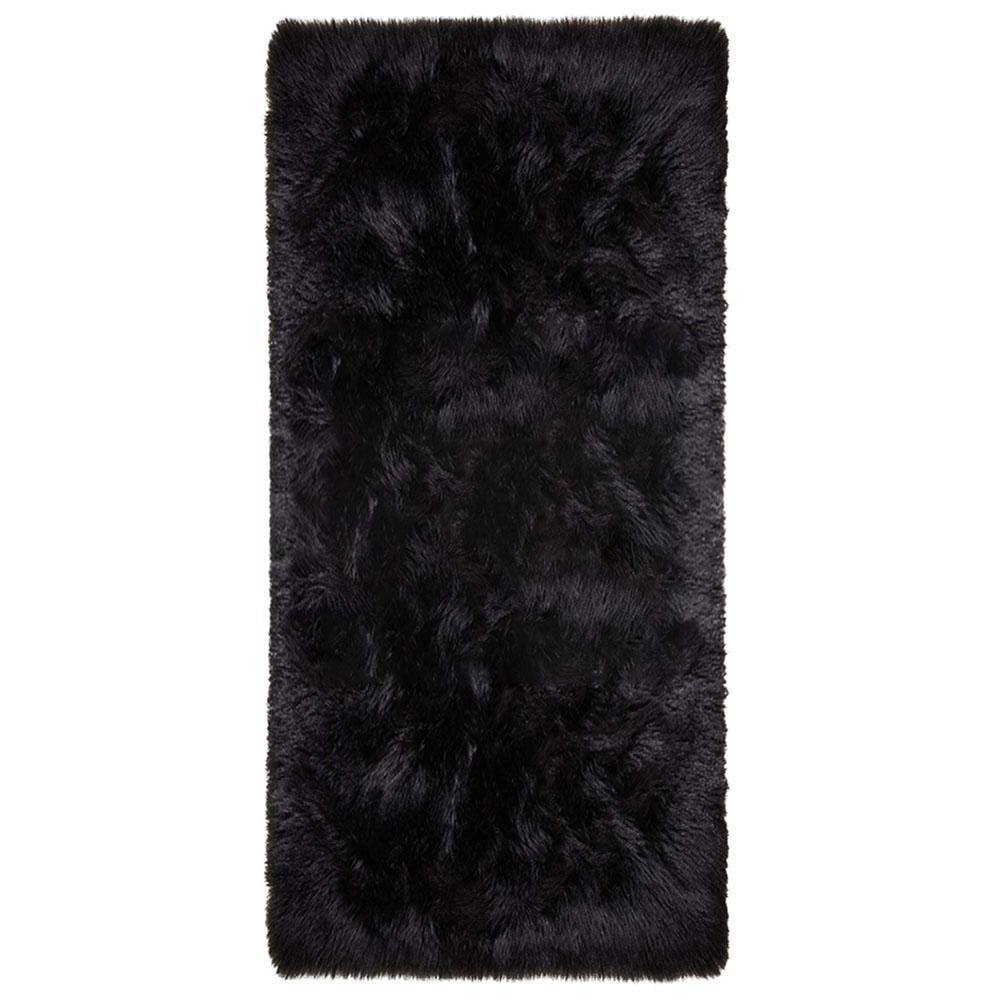Sheepskin Faux Furry Black 2 ft. x 5 ft. Cozy Area Rug Runner Rug price history on PriceWatchPro
