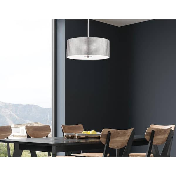 Grid 3-Light Brushed Nickel Pendant