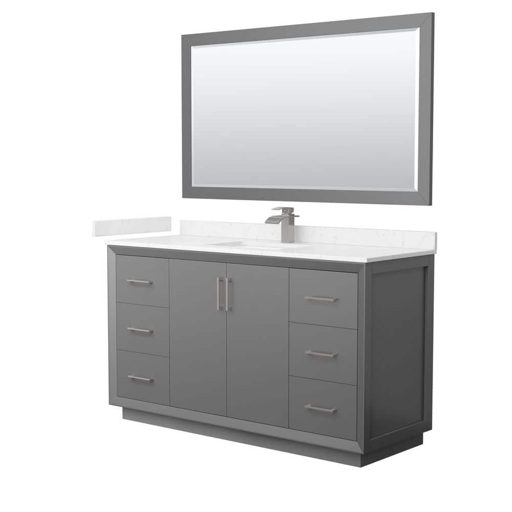 Strada 60 in. W x 22 in. D x 35 in. H Single Bath Vanity in Dark Gray with Carrara Cultured Marble Top and 58 in. Mirror price history on PriceWatchPro