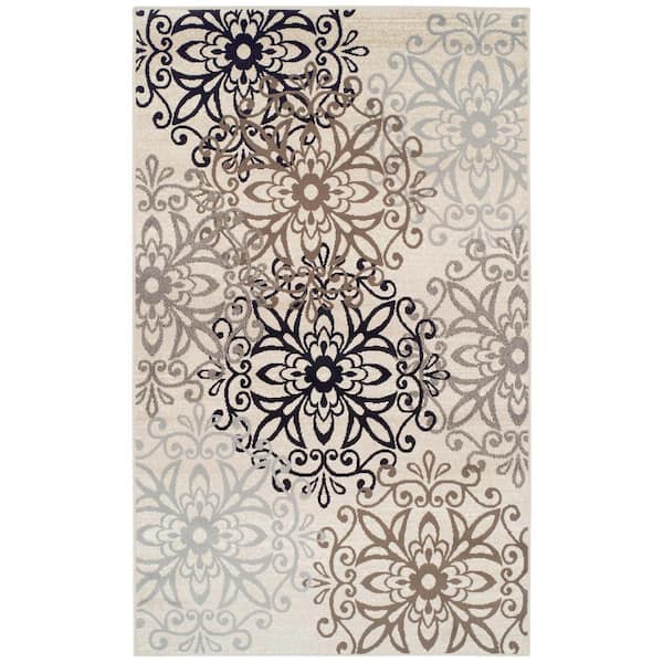 Leigh Multi-Color 10 ft. x 14 ft. Non-Slip Modern Floral Medallion Area Rug