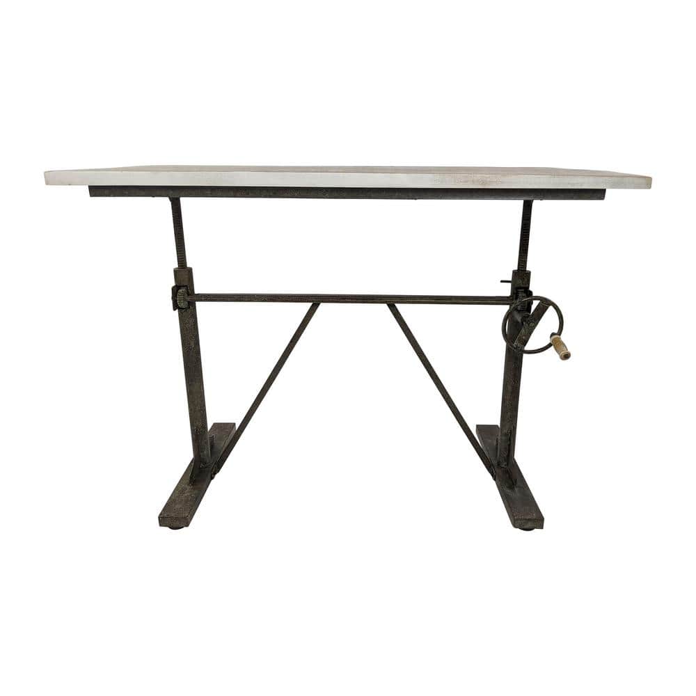 Gray Adjustable Height Standing Desk with Wood Top