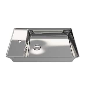 Sottile 23.5 in. Platinum Fireclay Rectangular Vessel Sink with 1-Hole Faucet Deck