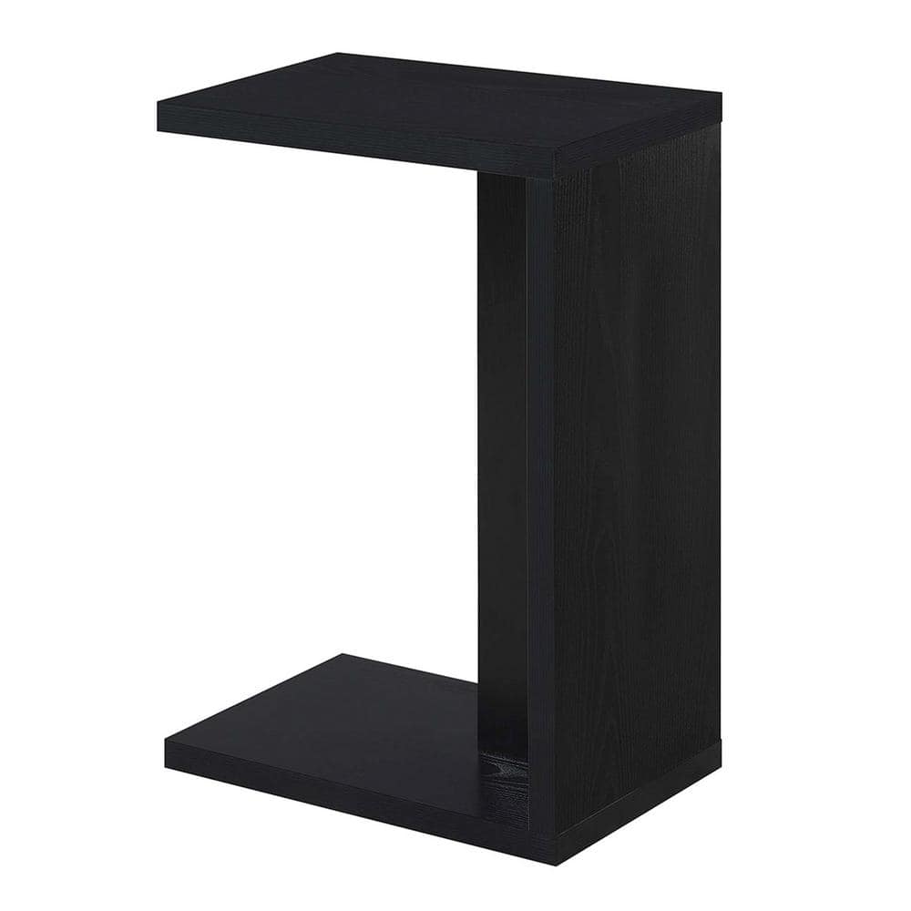 Black Rectangular Wood C-Shaped End Table