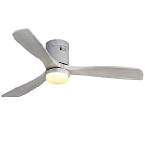 52 in. Indoor Silver Dimmable Integrated LED Ceiling Fan With 6-Speed Remote