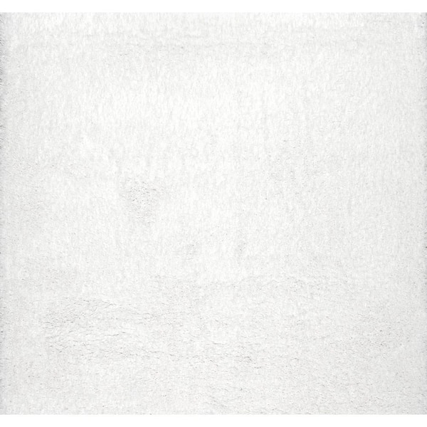 nuLOOM Gynel Solid Shag Snow White 8 ft. x 8 ft. Square Rug OZAS01A ...