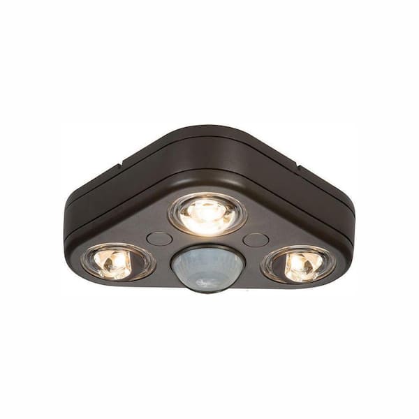 All-Pro Revolve 270-Degree Bronze Triple Head Motion Activated Outdoor Integrated LED Security Flood Light at 5000K Daylight