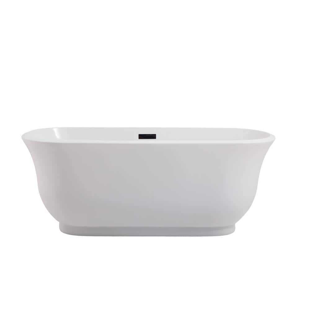 Timeless Home 59 in. L x 28 in. W x 22 in. H Oval Acrylic Flat-Bottom Non-W