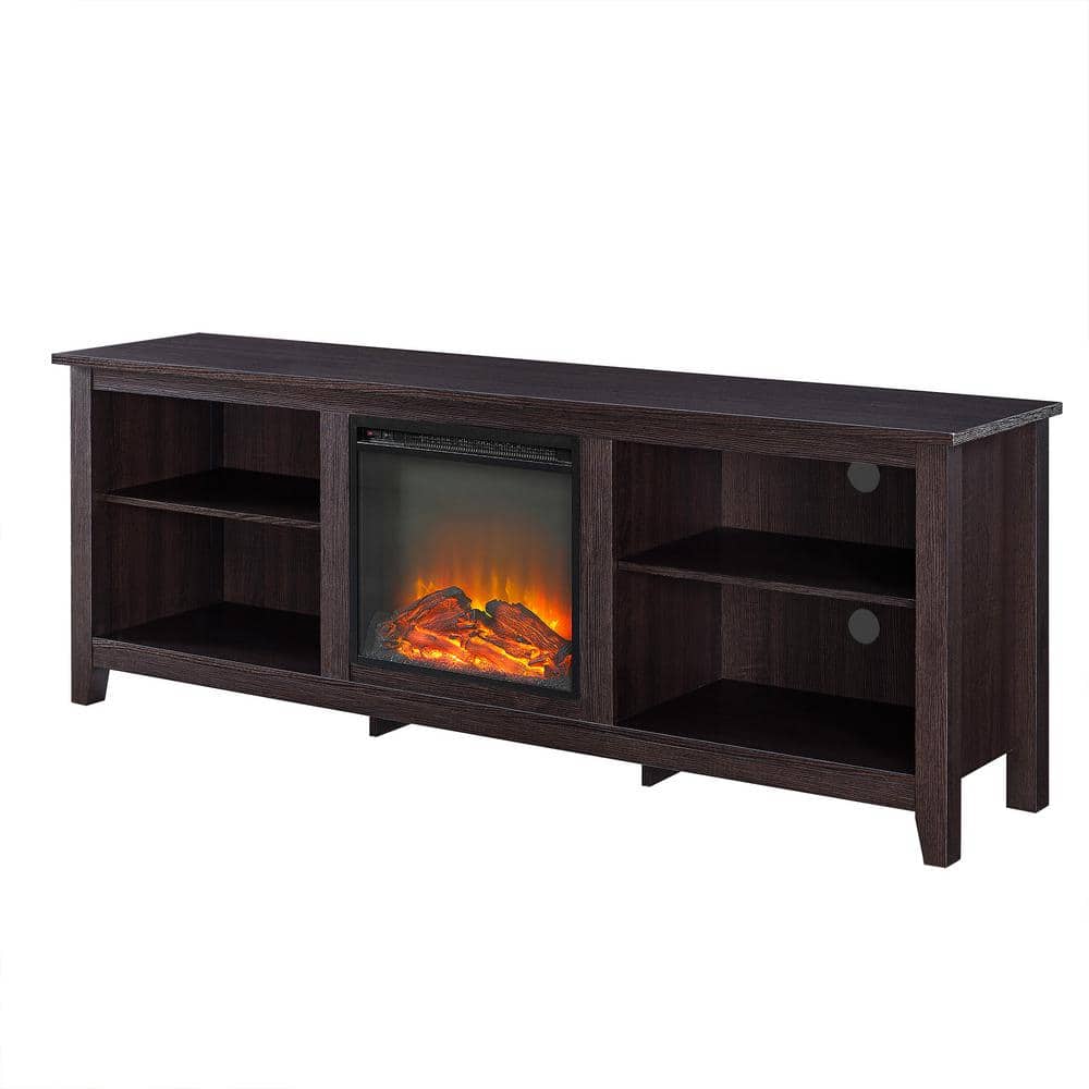 Espresso 70" MDF Fireplace TV Stand with Storage