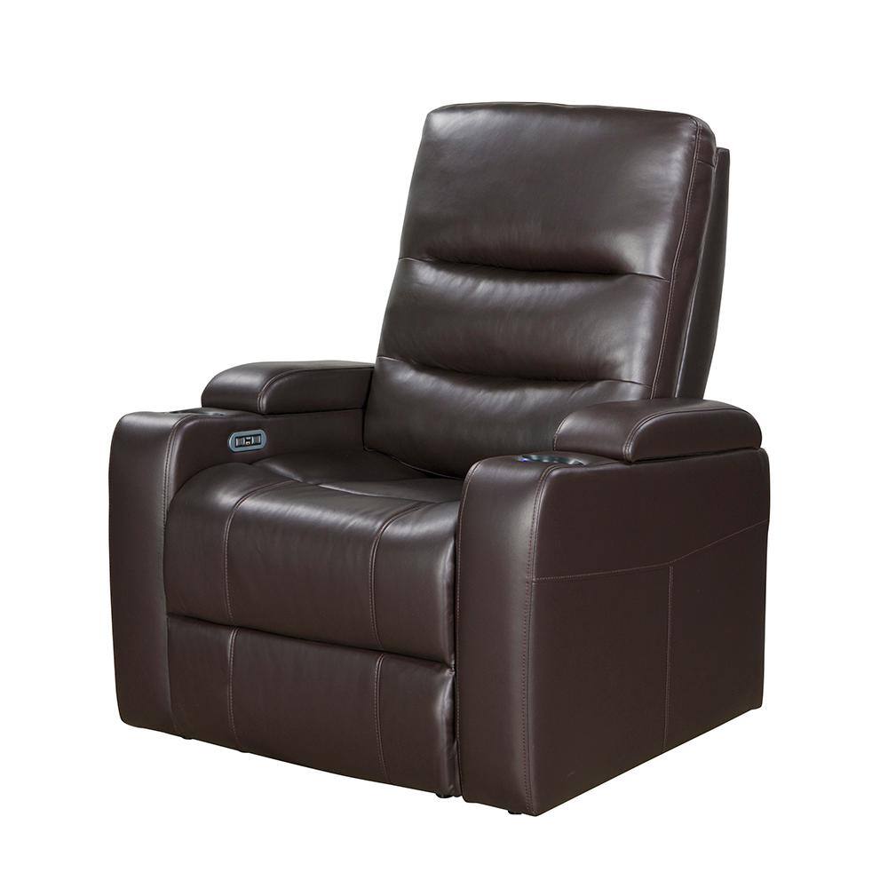Bryce Brown Faux Leather Power Recliner with Power Headrest, Receptacle