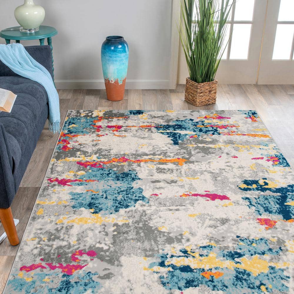 Brooklyn Multi-Color Abstract Pattern Synthetic 8 x 10 Area Rug