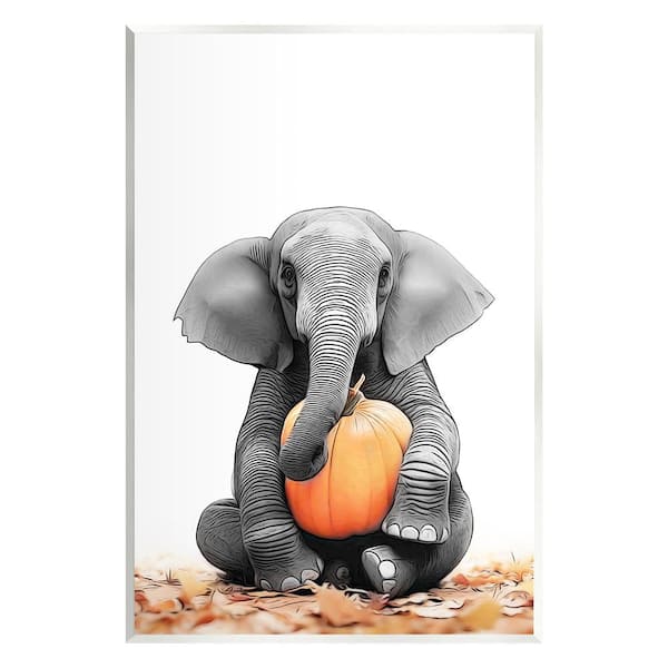 Stupell Industries Elephant in Autumn Leaves by Annalisa Latella 1-Piece Unframed Graphic Print Animal Poster Art Print 15 in. x 10 in.