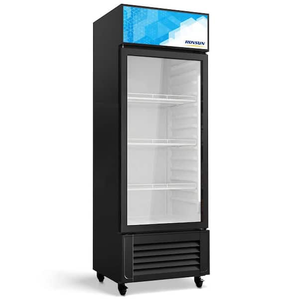 10 cu. ft. Commercial Upright Display Glass Door Beverage Refrigerator in Black