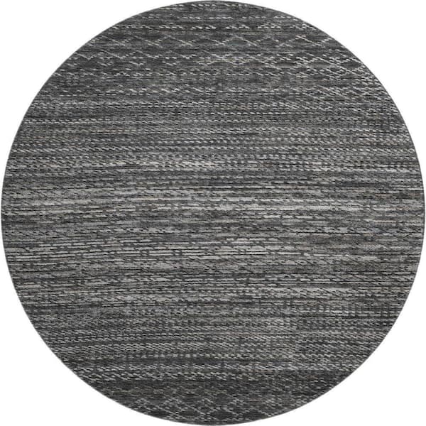 Mayfield Premium Machine Washable Abstract AMF2150 Charcoal 8 ft. x 8 ft. Round Rug