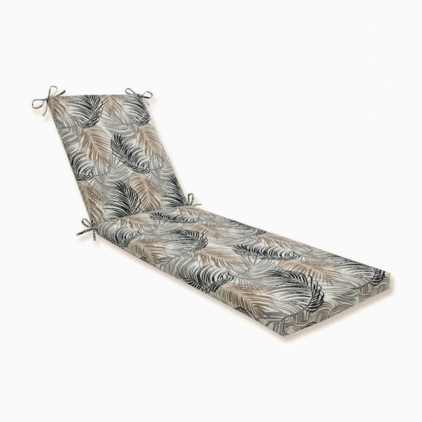 Pillow Perfect Floral 23 x 30 Outdoor Chaise Lounge Cushion in Black/Grey Setra