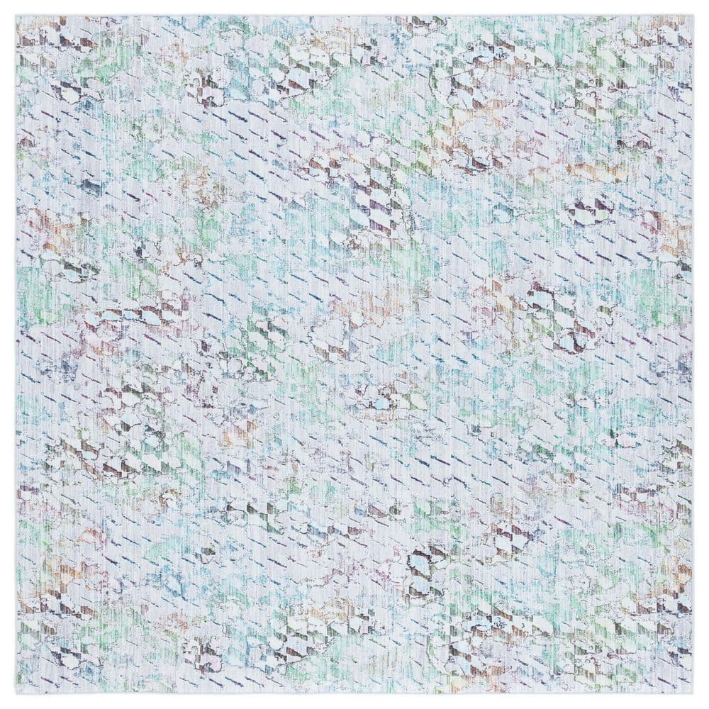 Tac Rug SAFAVIEH Tacoma Gray/Green 6 ft. x 6 ft. Machine Washable Multi Square ...