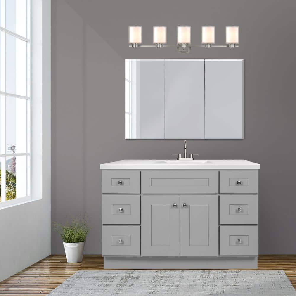 Brookings 48 Inch Gray Solid Wood Shaker Bathroom Vanity