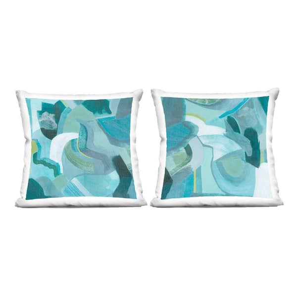 Stupell Industries Energetic Blue Patterns Black Abstract Polyester 18 in. X 18in. Throw Pillow, Set of 2