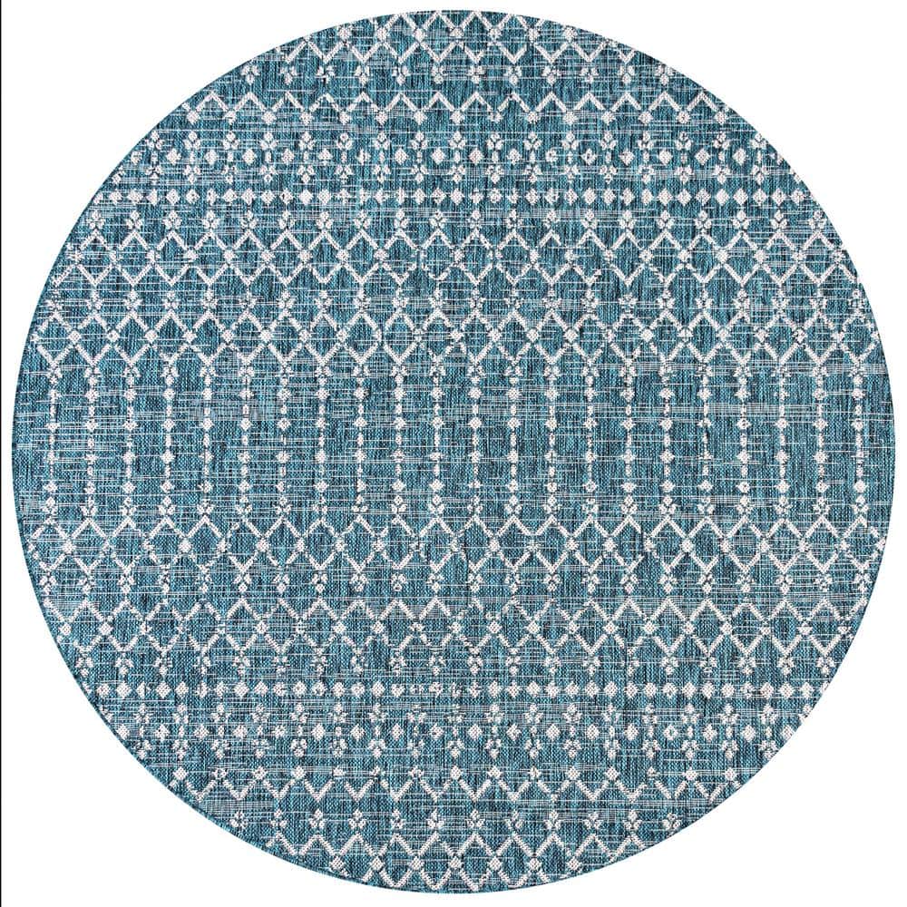 Ourika Moroccan Natural/Black 7 ft. 9 in. x 10 ft. Geometric Textured Weave Indoor/Outdoor Area Rug