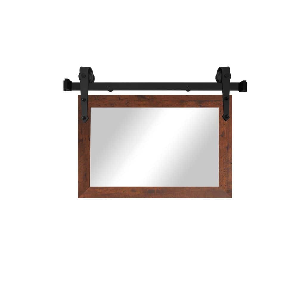 Rayne Mirrors (33 in. W x 22 in. H) Dark Brown Modern Rustic Vertical ...