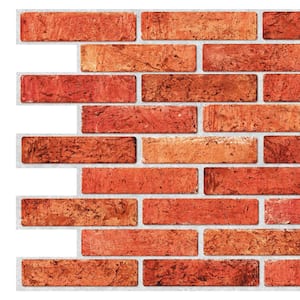 3D Falkirk Retro III 38 in. x 20 in. Red Faux Brick PVC Decorative Wall Paneling (10-Pack)