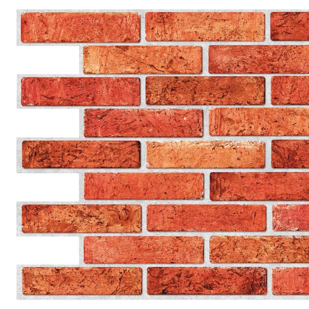 3D Falkirk Retro III 38 in. x 20 in. Red Faux Brick PVC Decorative Wall Pan