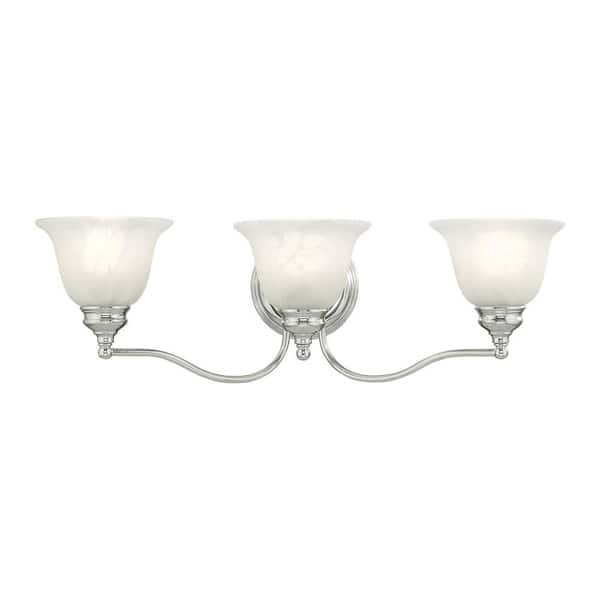 AVIANCE LIGHTING Woodside 24 in. 3-Light Polished Chrome Vanity Light with Alabaster Glass