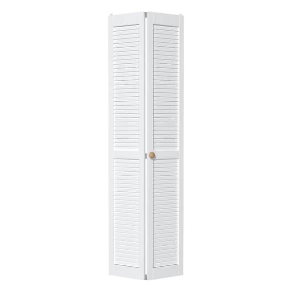 ARK DESIGN 24 in. x 80.5 in. Solid Core White Finished Louver Closet Bi-fold Door with Hardware