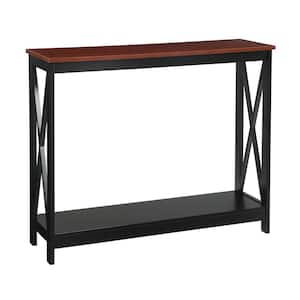 Oxford 40 in. Cherry/Black Standard Rectangle Composite Console Table with Shelves