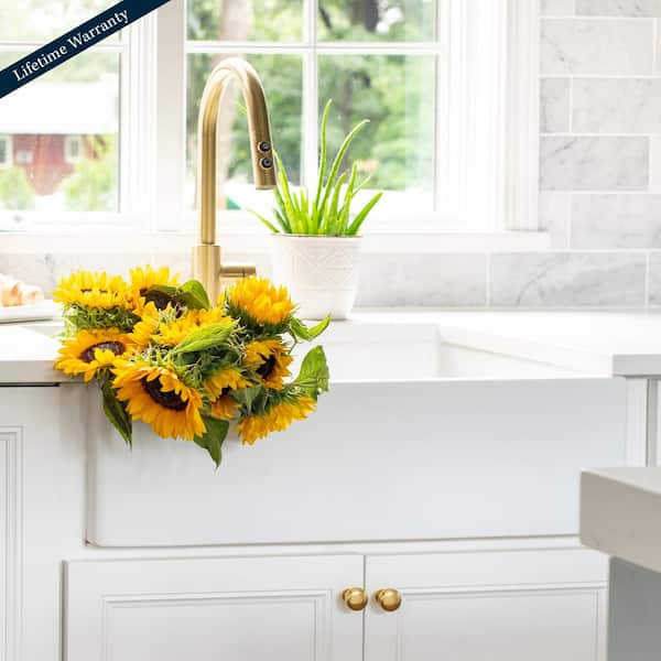 Turner 30 in. Farmhouse Apron Front Undermount Single Bowl Crisp White Fireclay Kitchen Sink