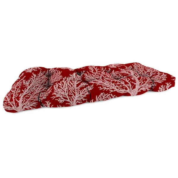 Jordan Manufacturing 44 in. L x 18 in. W x 4 in. T Outdoor Rectangular Wicker Settee Bench Cushion in Seacoral Red