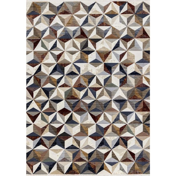 Brown 5 ft. x 8 ft. Woven Geometric Rectangle Indoor Area Rug