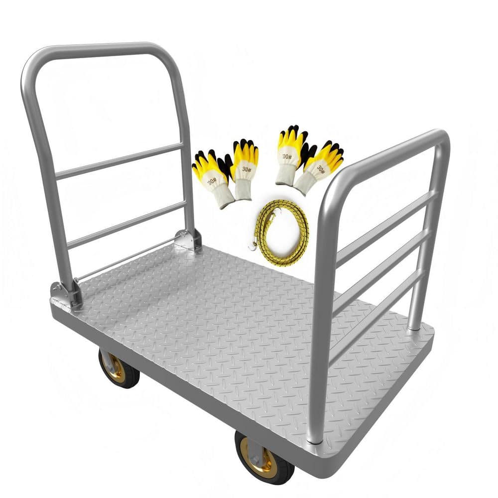 2650 lb. Heavy Duty Drywall Cart, Flatbed Dolly with Guardrail & Casters, Includes Gloves & Bungee Cord, Platform Trucks price history on PriceWatchPro
