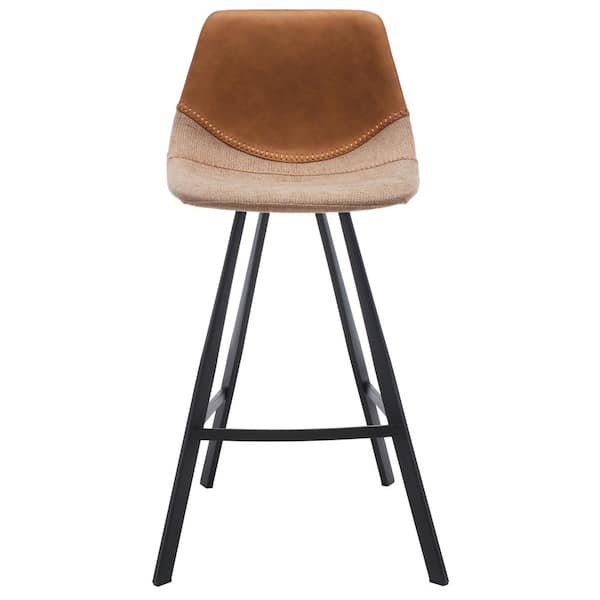 SAFAVIEH Granger 25.5 in. Cognac/Black Metal Counter Stool