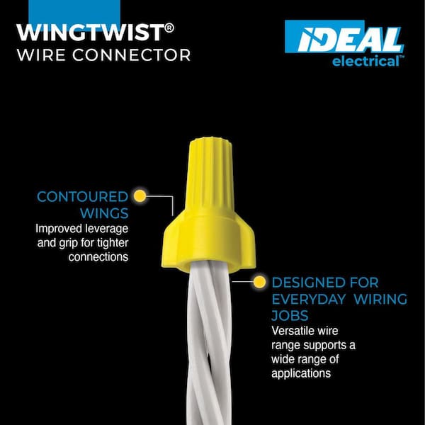 WingTwist Wire Connector, Yellow, Bag of 500