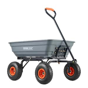 4 cu.ft. Dump Cart, Poly Garden Dump Cart Utility Wheelbarrow 600 lbs. Capacity, 4 cu.ft. Steel, Garden Cart