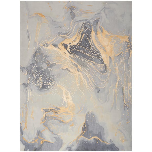 Nourison Prismatic Grey/Gold 6 ft. x 8 ft. Abstract Contemporary Area Rug
