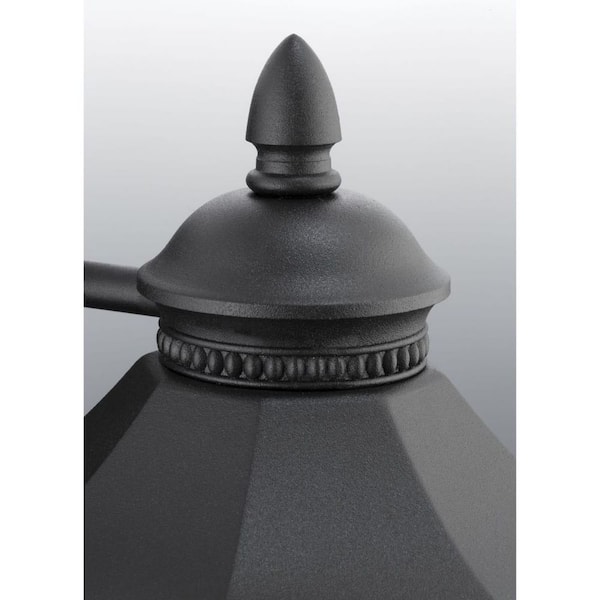 Edition Collection 1-Light Textured Black Clear Water Glass Traditional Outdoor Post Lantern Light