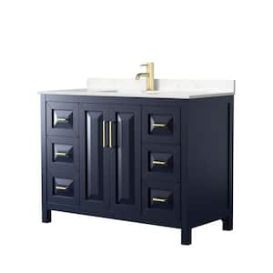 Daria 48in.Wx22 in.D Single Vanity in Dark Blue with Cultured Marble Vanity Top in Light-Vein Carrara with White Basin